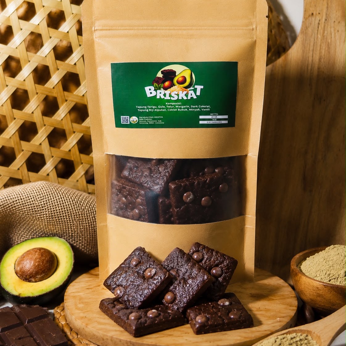 Brownies Krispy Tepung Biji Alpukat